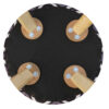 Round Velvet Footstool With Wooden Legs Model Zigzag