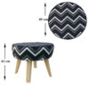 Round Velvet Footstool With Wooden Legs Model Zigzag