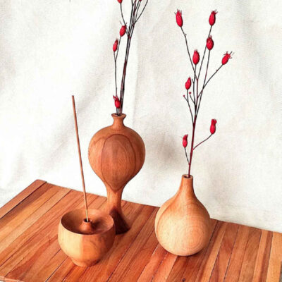 Handcrafted Wooden Mini Flower Vases – Rustic Style Suitable for Decor