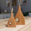 Handcrafted Decorative Wooden Bud Vase Made from Natural Solid Wood Set of 2