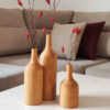 Set of 3 Handcrafted Decorative Wooden Vases Made from Natural Solid Wood Hasti