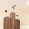 Set of 3 Handcrafted Decorative Wooden Vases Made from Natural Solid Wood Istadeh