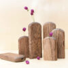 Set of 3 Handcrafted Decorative Wooden Vases Made from Natural Solid Wood Istadeh