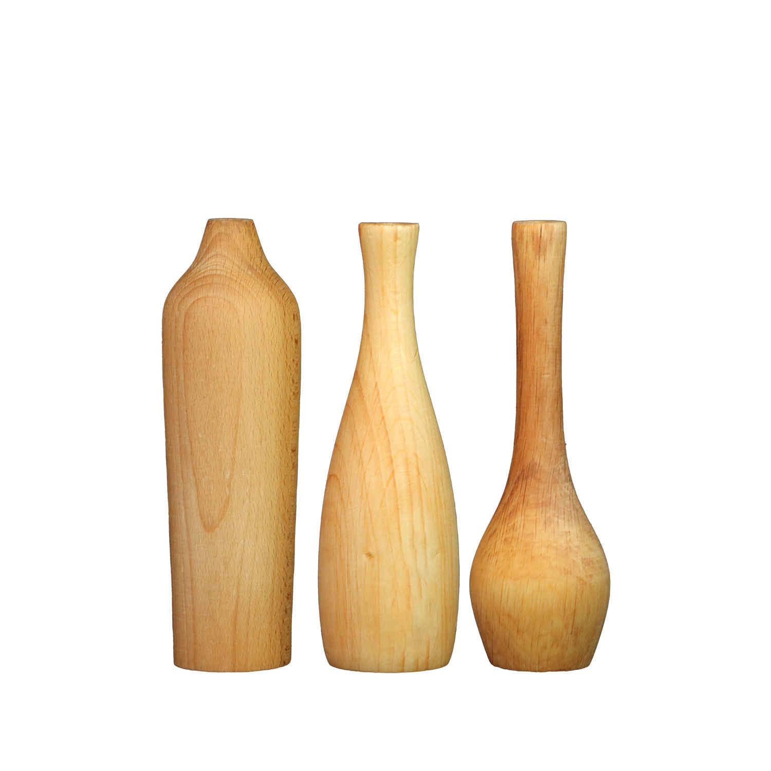Handmade Decorative Wooden Mini Flower Vase Made from Natural Solid Wood Set of 3