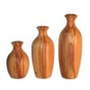 Set of 3 Handcrafted Decorative Wooden Vases Made from Natural Solid Wood Roya
