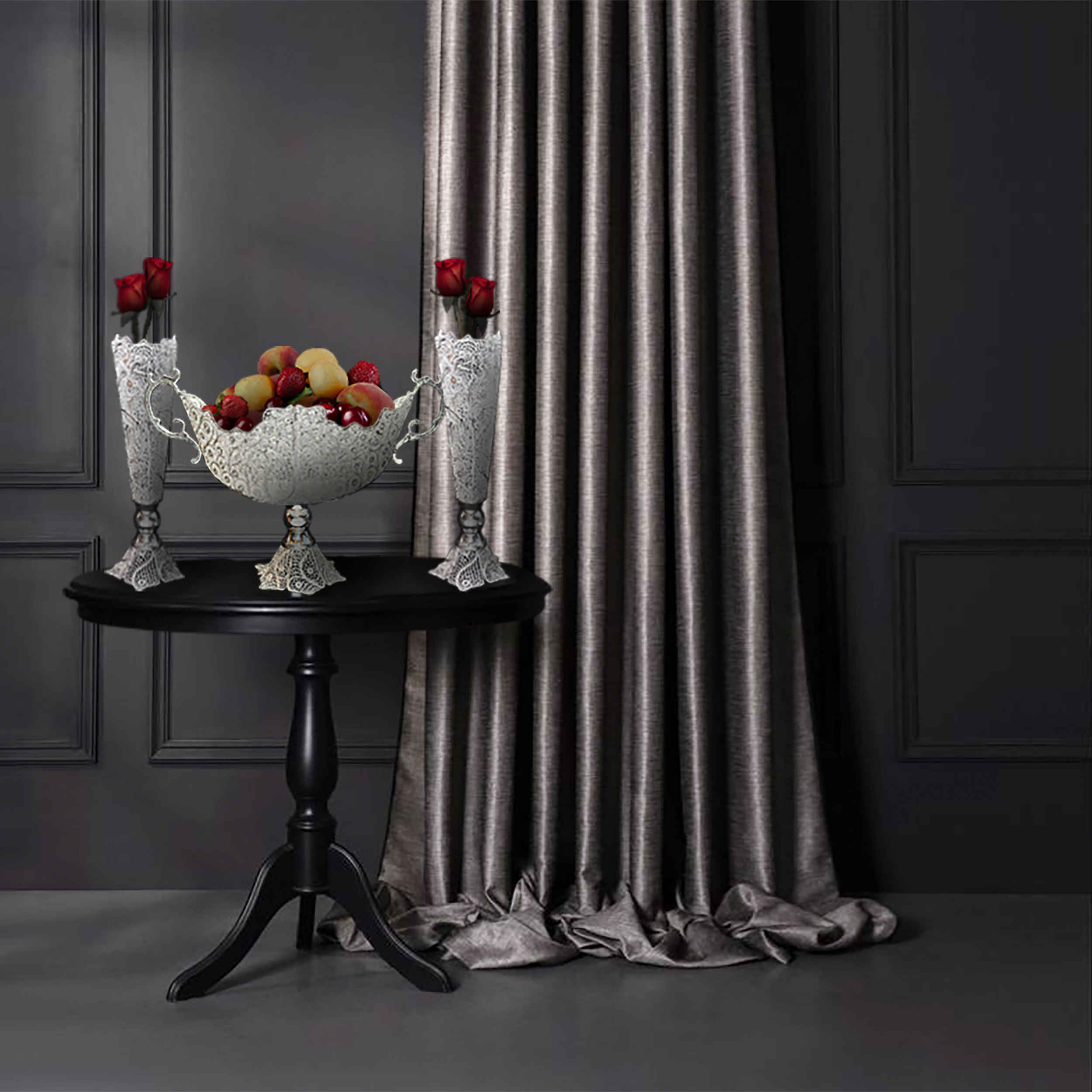 Set of 3 Decorative Persian Filigree Silver Coated Vases & Bowl