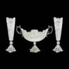 Set of 3 Decorative Persian Filigree Silver Coated Vases & Bowl