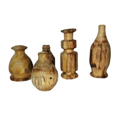 Handcrafted Decorative Wooden Bud Vase Made from Natural Solid Wood Set of 5