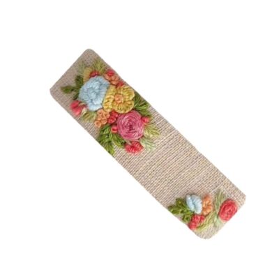 Snap Hair Clip Rectangular Shape with Flower Design (x2)