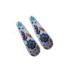 Snap Hair Clip Set Drop Shape with Blue Flower Design