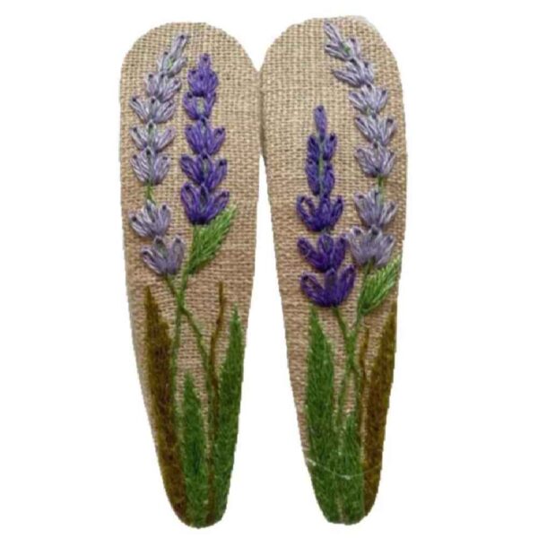 Snap Hair Clip Set Drop Shape with Purple Flower Design