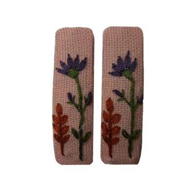 Snap Hair Clip Set Rectangular Shape with Flower Design