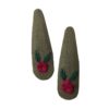 Snap Hair Clip Set with Hand-Embroidered Flower Design