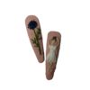 Snap Hair Clip Set with Hand-Embroidered Girl Design