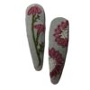 Snap Hair Clip Set with Hand-Embroidered Purple Flower Design