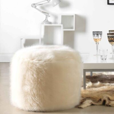 Soft Round Faux Fur Pouffe Model Khaz