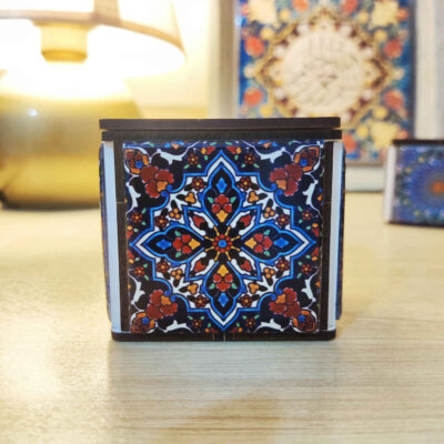 Persian Wooden Cube Tealight Holder Tile Artistic