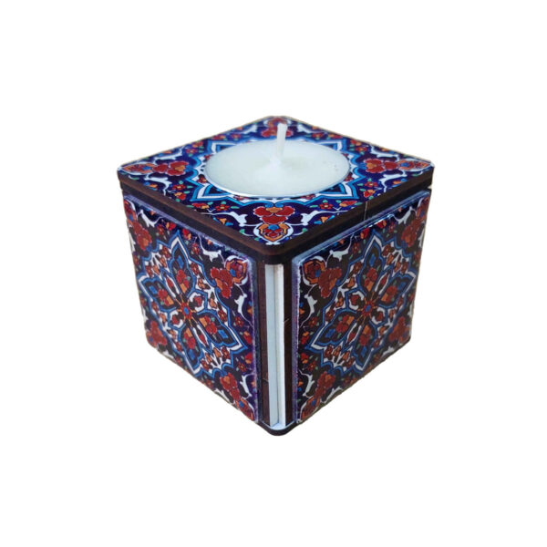 Persian Wooden Cube Tealight Holder Tile Artistic
