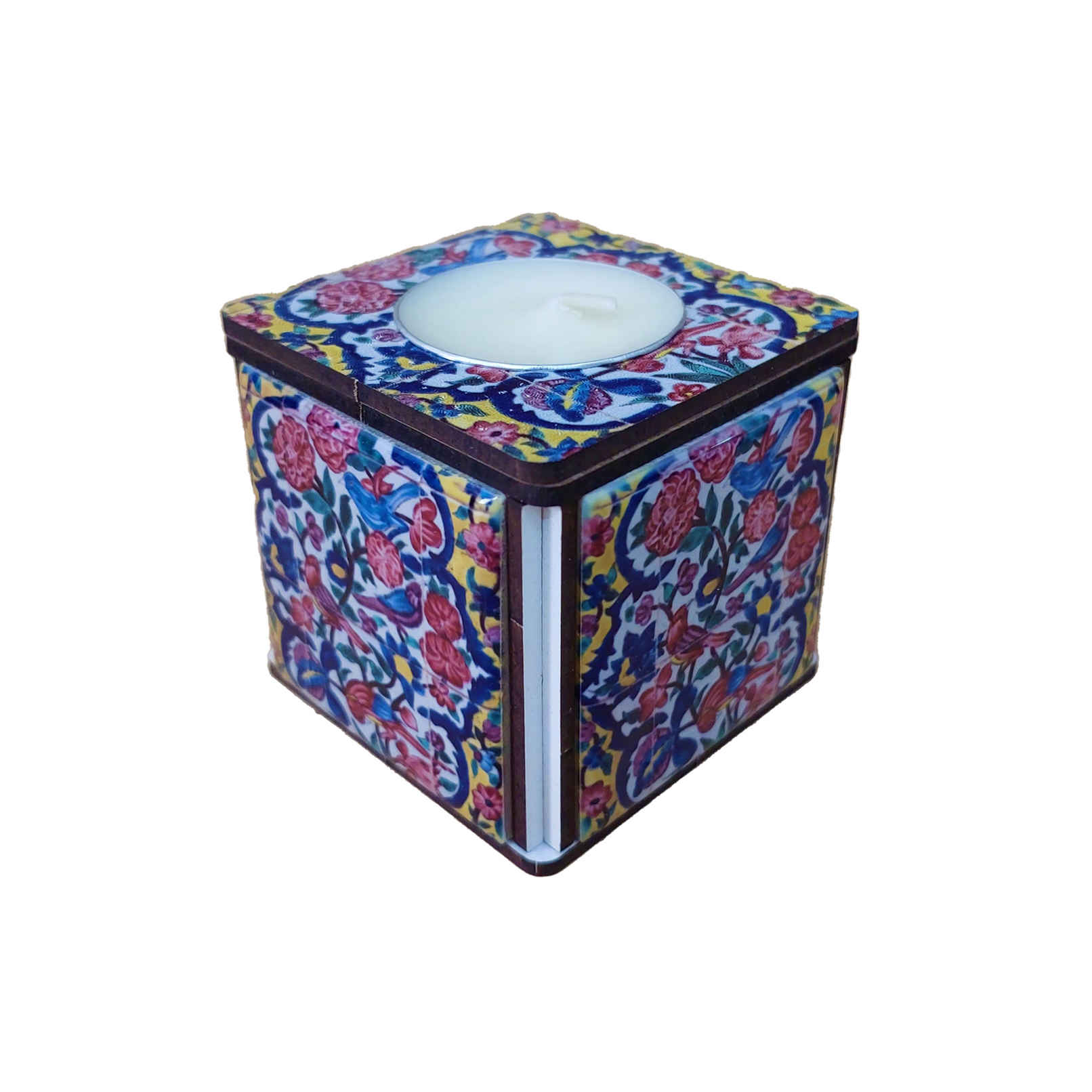 Persian Wooden Cube Tealight Holder Tile Samira