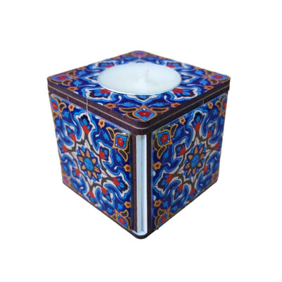 Persian Wooden Cube Tealight Holder Tile Yasna
