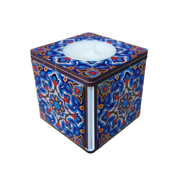 Persian Wooden Cube Tealight Holder Tile Yasna