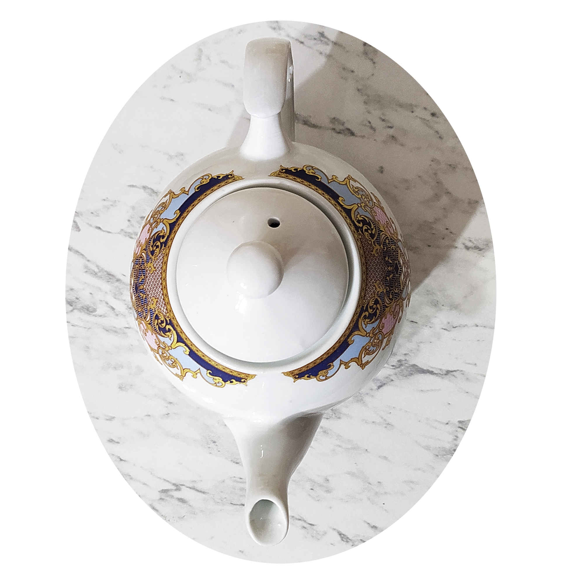 Porcelain Serving Teapot White with Intricate Design Zarineh