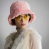 Women's Fluffy Faux Fur Bucket Hat - Model Patchwork