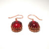 Copper Earrings Handmade with Artificial Red Stone