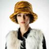 Women's Fluffy Faux Fur Bucket Hat - Model Tiger