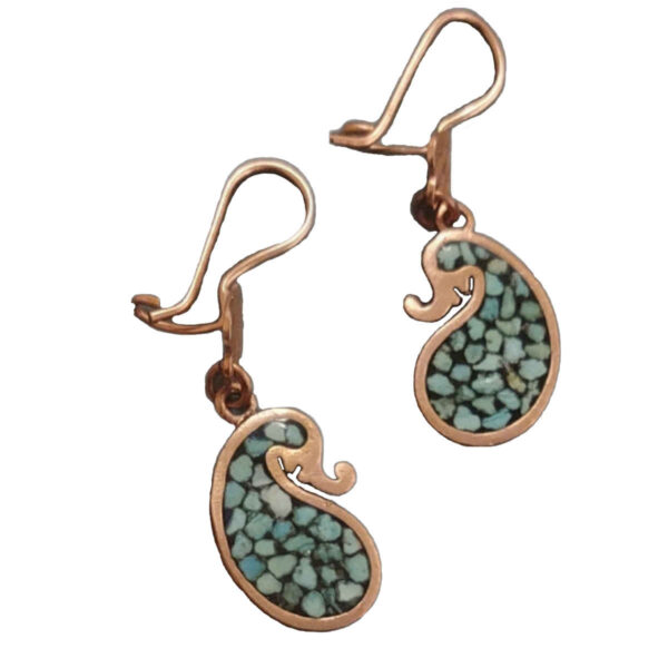 Copper Earrings Handmade with Turquoise Gemstone Cashmere