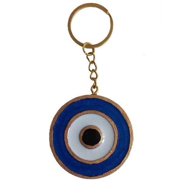 Wood & Resin Evil Eye Keychain - Sorena Model