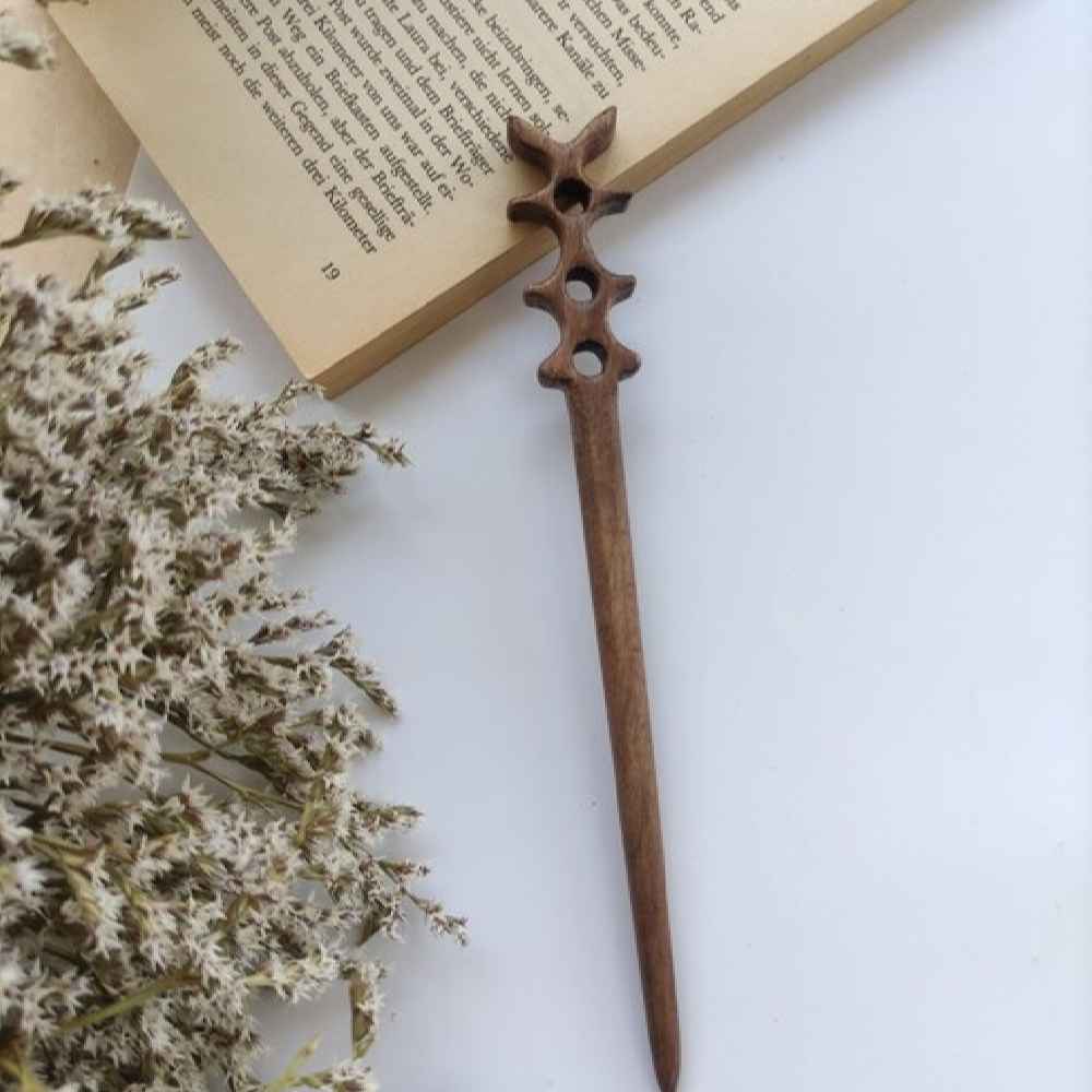 Wooden Hair Stick Hand Carved Large Size for Women