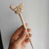 Wooden Hair Stick Handcrafted Matter Butterfly Design Large Size