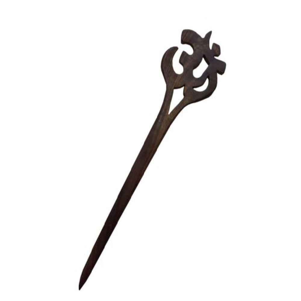 Wooden Hair Stick Handcrafted Matter Om Design Large Size