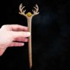 Wooden Hair Stick Handcrafted with Horn Design & Agate Stone