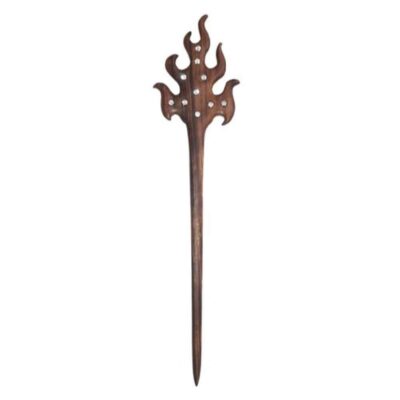 Wooden Kanzashi Hair Stick Handcrafted Matter Fire Design Large Size