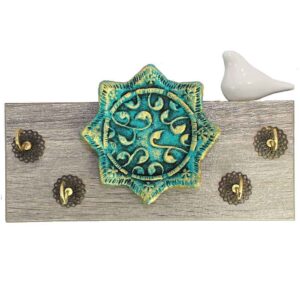 Wooden Wall Key Holder Handmade with Eslimi Design