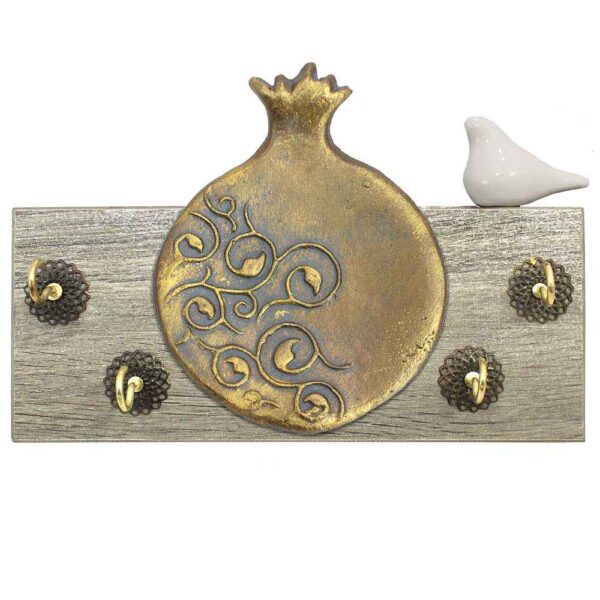 Decorative & Handcrafted Wall Key Holder with Pomegranate Design