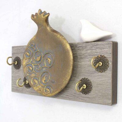Decorative & Handcrafted Wall Key Holder with Pomegranate Design