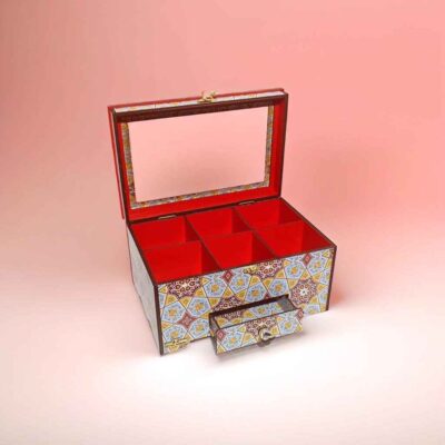 Wooden Watch Box – 2 Tiers, 6 Slots, Inspired by Persian Art