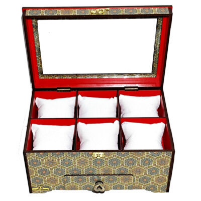 Wooden Watch Box – 6 Slots, Inspired by Persian Elegance