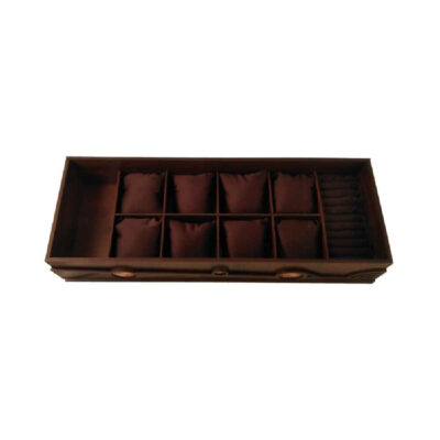 Wooden Watch Box with Glasses and Ring Compartment