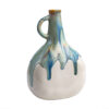 Handmade Bud Pottery Vase with Drip Glaze Design & Handle Ideal for Living Room