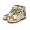 Graffiti Print Ankle Boot for Women – Synthetic Leather & Roper Heel