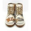 Graffiti Print Ankle Boot for Women – Synthetic Leather & Roper Heel