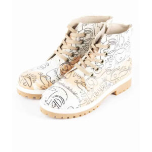 Graffiti Print Ankle Boot for Women – Round Toe Style