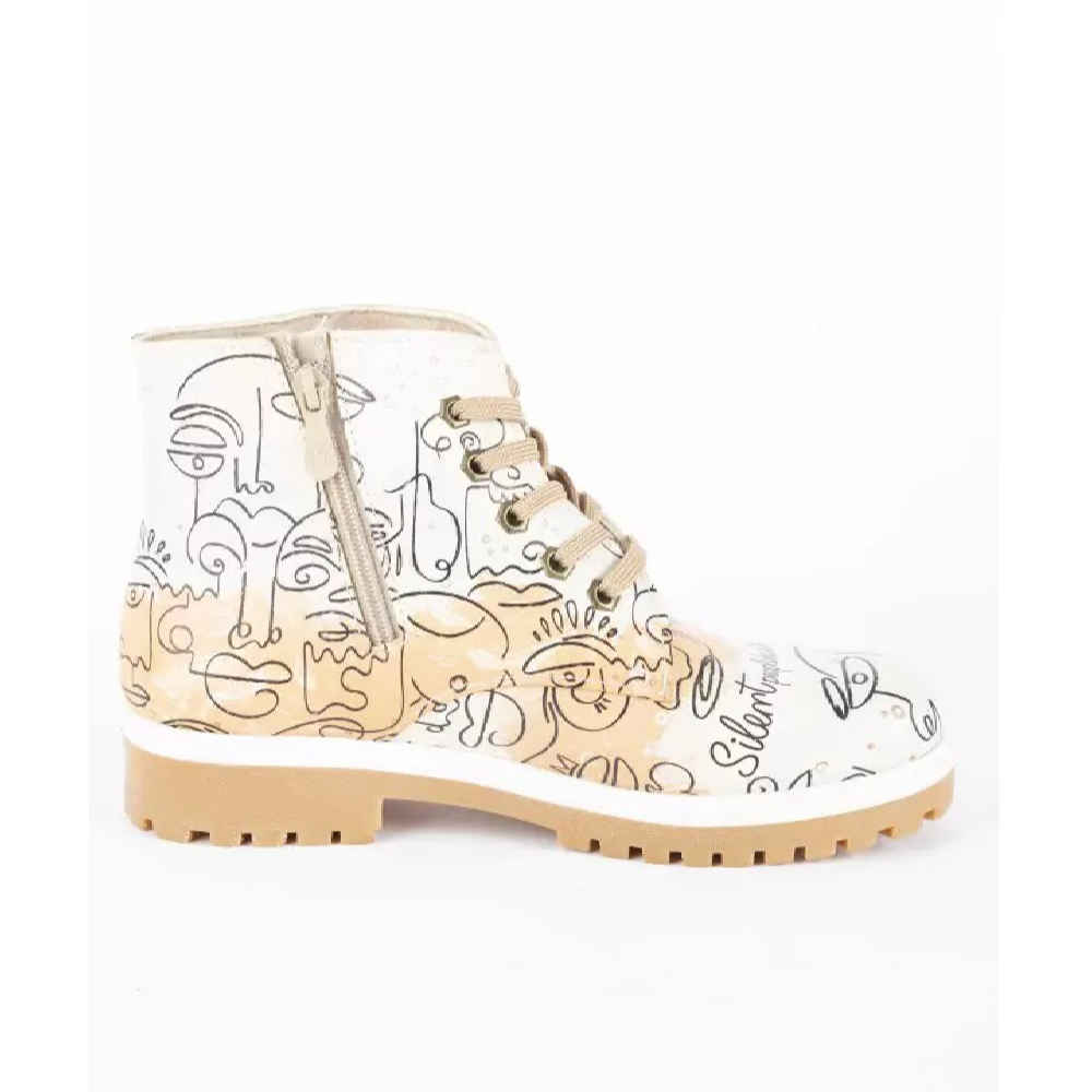 Graffiti Print Ankle Boot for Women – Round Toe Style