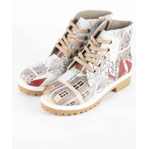 Graffiti Print Ankle Boot for Women – Village House Pattern