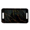 ‌‌Black Melamine Serving Tray with Handle Lightweight Marble Design
