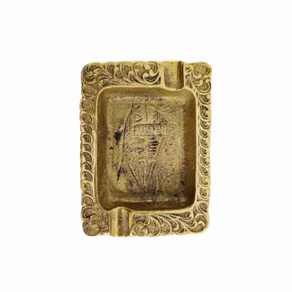 Hand Engraved Brass Ashtray – Artistic Rectangular Design